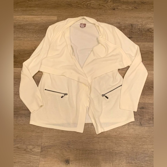 Chico's Sweaters - Chico’s Off White Cardigan Zipper pockets detail Size 1 Soft Cozy lightweight